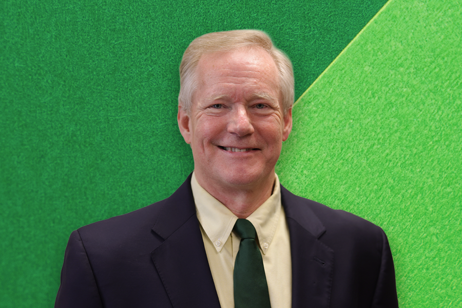 Headshot of John Wood on Baylor Connections backdrop